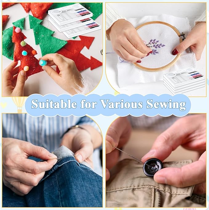 Milkary 60 Boxes Mini Sewing Kit, Travel Portable Hand Sewing Kit Bulk, Pre-Thread Needle Tools Holder Box with Threads Scissors Pin Button for Beginner Traveler DIY Repair Home Hotel