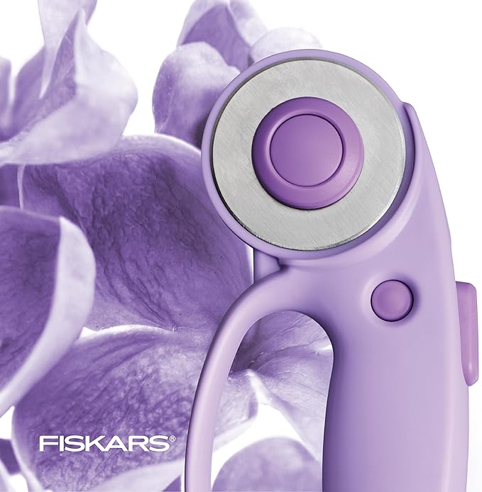 Fiskars Loop Rotary Cutter, Explore Collection Ultra Lilac, Precision-Ground Steel Blade for Fabric, Felt and Vinyl, 45mm