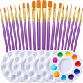 Paint Brushes Palettes Set by DUGATO, 2 Packs/20pcs Round Pointed Tip Nylon Hair Brushes with 5 Paint Trays for Acrylic Watercolor Oil Gouache Tempera and Body Painting (Purple)