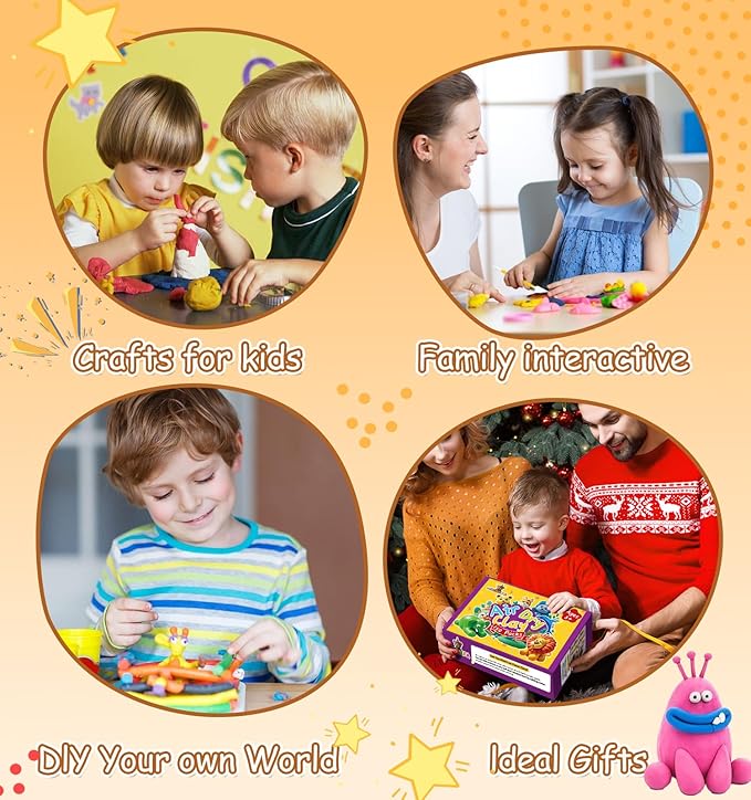 Air Dry Clay for Kids, 60 Colors Air Dry Modeling Clay, Molding Clay for Sculpting,Non-Sticky Soft, Sculpting Tools Guide, Arts Crafts for Kids Ages 8-12