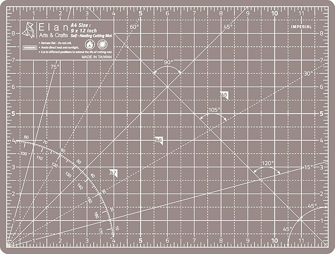 Elan Cutting Mat A4 Black & Taupe, Self Healing Cutting Mat 9x12 Inch, 5-Ply Craft Board Black, Hobby Board for Crafts 9x12 Inch