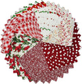 Red Cotton Quilt Fabric Squares 5''x5'', Rose Floral Fabric Bundles Charm Packs for Baby Girls, Quilting Squares for Patchwork and DIY Crafts (42Pcs)