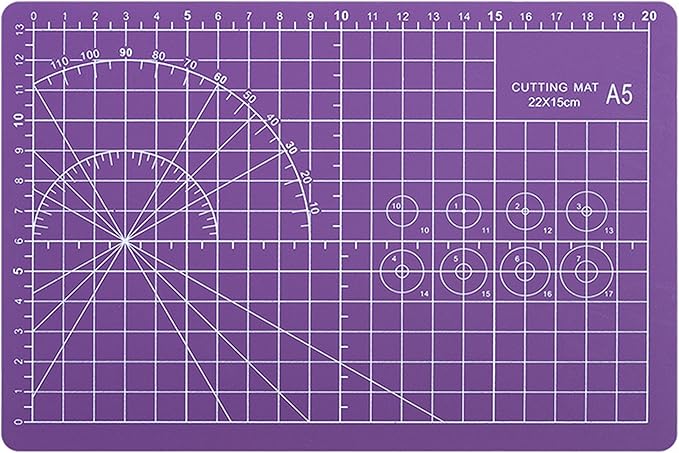 A5 Cutting Mat, Self Healing Sewing Mat, Craft Mat Double Sided 3-Ply Craft Cutting Board for Sewing Crafts Leather Fabric Scrapbooking Project Art Supplies, 8.6“ x 5.9”, Purple