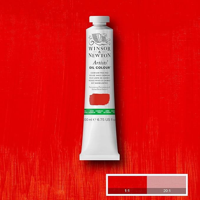 Winsor & Newton Artists' Oil Color, 200ml (6.75 oz) Tube, Cadmium-Free Red