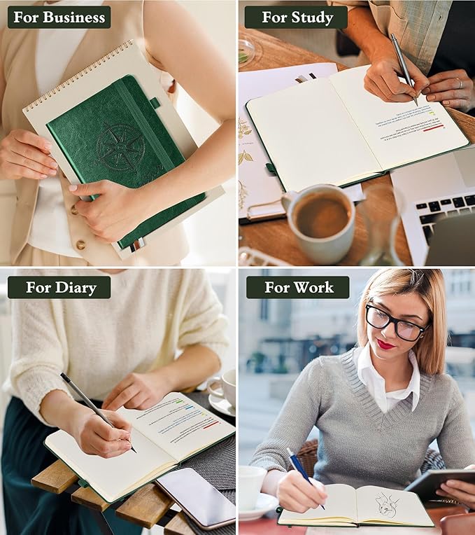 Blank Journal Notebook for Women Men,160 Pages,A5 Hardcover Sketchbook for Drawing, Sketch book, Unlined Notebooks for School,Work, Note Taking,Travel Journals for Writing 5.8"x8.5" (Green)