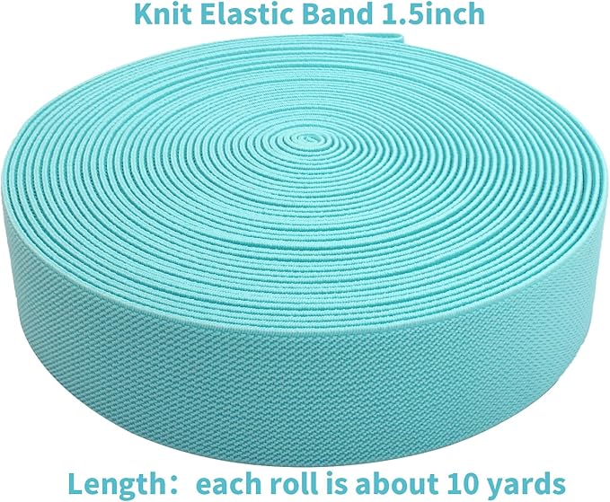 1.5 inch Turquoise Wide Elastic Band for Sewing 10 Yards Double-Side Twill Woven Elasitc Stretch Heavy Knit Elastic Waistband for Pants Wigs DIY Crafts & Projects