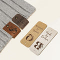 callie Personalized 10-100Pcs Leather Tags with Rivets - Custom Text & Initial, Handmade with Love Labels for Crochet Items, Gifts for Knitting Sewing Crafting Lovers
