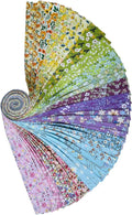 Jelly Roll Fabric 100% Cotton Quilting Fabric, 40 Pre-Cut Strips (2.5 x 44 Inch) for Quilting and Sewing - 20 Assorted Floral Prints -Flowering Season
