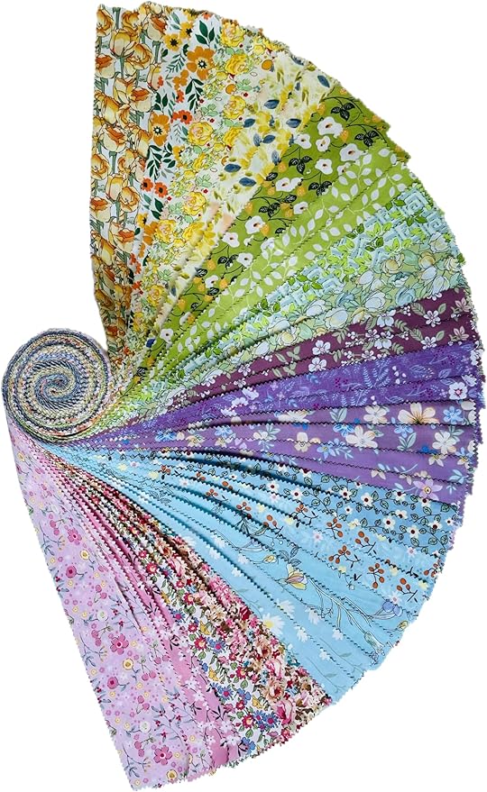 LUMANSUO Jelly Roll Fabric - 20 Assorted Floral Prints, 100% Cotton, 40 Pre-Cut Strips (2.5 x 44 Inch) Fabric for Quilting and Sewing， Colorful