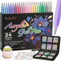 LIUILUCAI 24 Deep Colors Acrylic Gel Pens for Black Paper, Large Capacity 3D Acrylic Paint Pens with 1.0mm Bullet Tip, Colored Gel Ink Pen for Adult Coloring Books Drawing Journaling Art Supplies