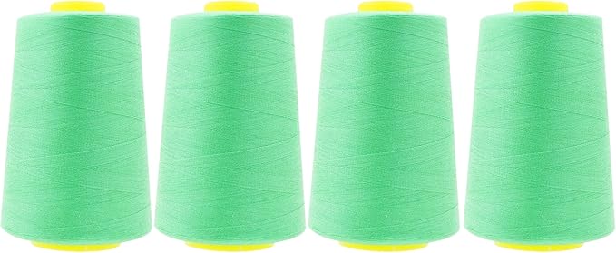 Mandala Crafts 4 Pack of Serger Threads Cones Spools - 40S/2 24000 Yards Polyester Seafoam Green Threads for Sergers Machine and Overlock Quilting Sewing Machine