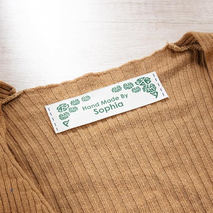callie Personalized Sewing Labels for Handmade Item, Custom Fabric Label Tags for Crocheting, Crafts, Clothing, Knitting, 25 pcs-200 pcs
