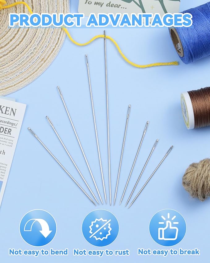 18PCS FIVEIZERO 3"/3.5"/4"/5"/6"/7" Professional Upholstery Needles – Large Sewing Needles, Long Needle for Upholstery and Crafting Project, Big Needle for Leather Repair Stitching and Large Task