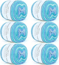 Aeelike Gradient Yarn for Crocheting, 6 Skeins Cake Yarns Fairyland Yarn 100g (3.52 oz) 245m (267 Yards) # 3 Light Weight, Super Soft Ombré Yarns for Making Colorful Crafts, Blue Green Gradient