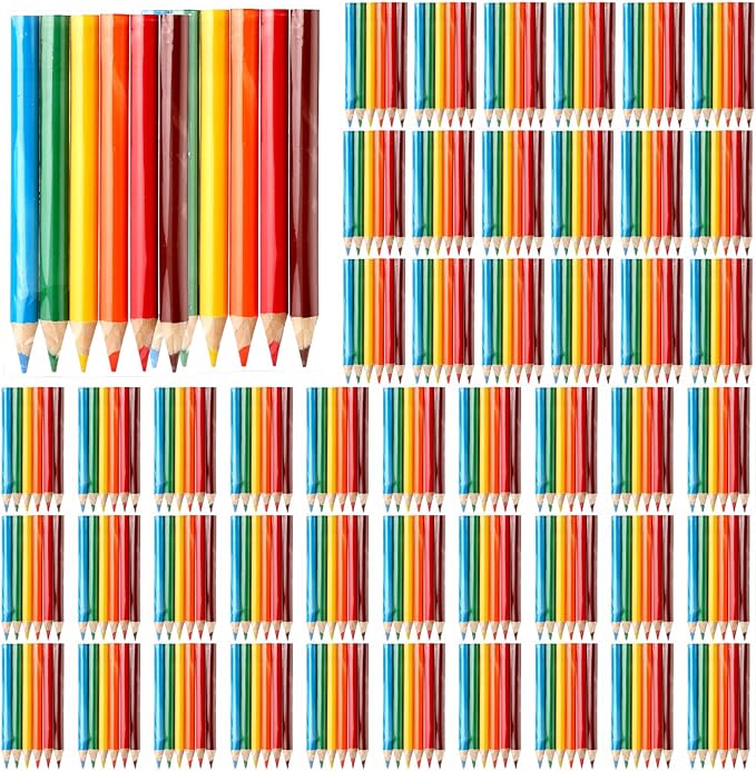 Cholemy 200 Sets Mini Colored Pencils 3.5 Inch Portable Short Color Pencil Bulk Coloring Pencils Pre Sharpened Drawing Colored Pencil for Painting Gift 6 Color