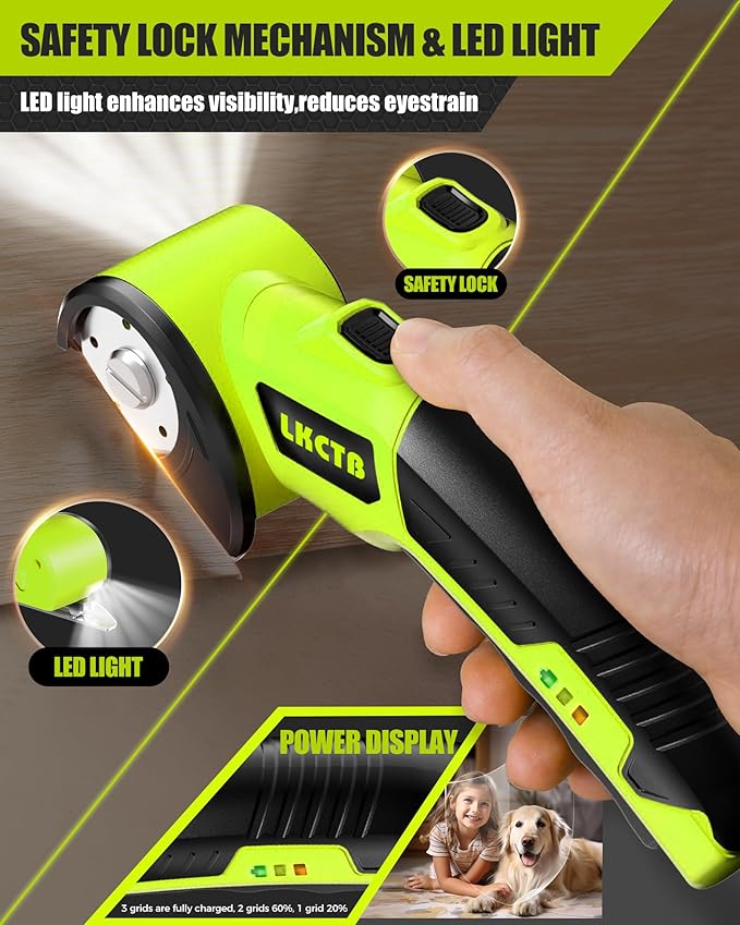 Electric Scissors, Cardboard Cutter, With LED Light, High-Efficiency Brushless Motor, 3000mAh Battery, Tungsten Steel Blade, Suitable for Cloth, Cardboard, Leather, Carpet Wire Rope Cutters