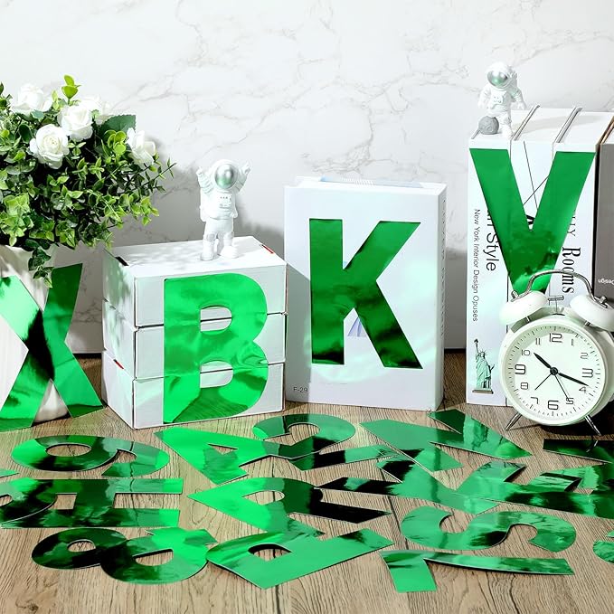 184 Pcs Large Vinyl Letter Sticker 6" Big Alphabet Number and Symbol Sticker Self Adhesive Removable Letter Decal for Christmas Bulletin Board Classroom Decor Poster Window Door Mailbox(Green)
