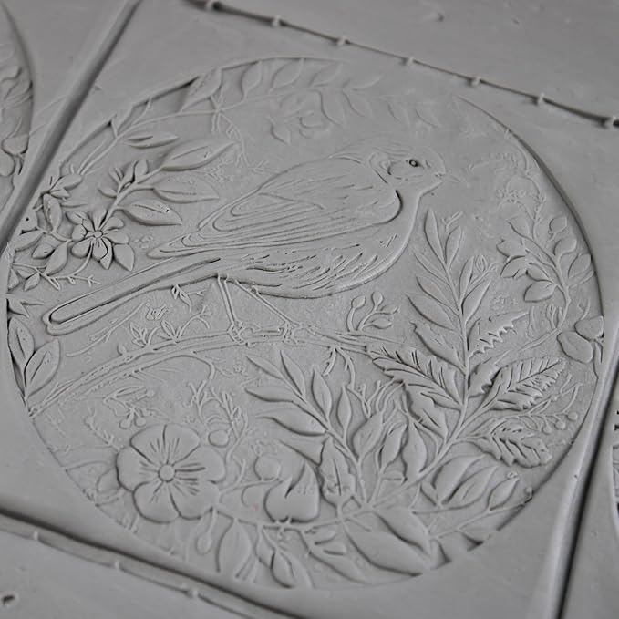 Bluebird Clay Texture Roller (4") - Bird Set #01 - Embossing Pattern Roller for Polymer & Ceramic Clay, Pottery & Crafts
