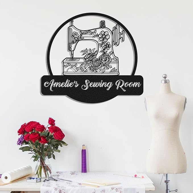 Custom Sewing Room Sign, Personalized Metal Quilting Sign, Sewing Room Decor, Sewing Machine Sign, She Shed Craft Room Decor, Personalized Sewing Gifts for Women