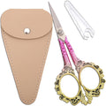 Sewing Embroidery Scissors, Sharp Tip Crochet Scissor with Cover for Craft Artwork Needlepoint Cross Stitch Thread Yarn Paper Cutting Handicraft DIY Tools, 4.5in Pink Shears