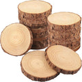 24 PCS 5.5-6.3 Inch Natural Wood Slices, Unfinished Pine Wood Circles with Barks for Coasters, DIY Crafts, Christmas Rustic Wedding Ornaments and Centerpieces,by GNIEMCKIN