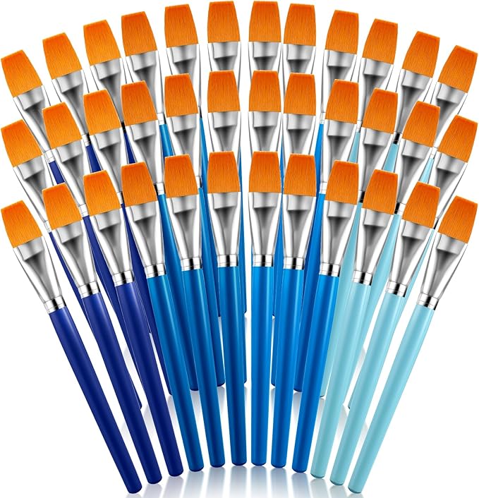Honoson Paint Brushes for Acrylic Painting, Big Paint Brushes Bulk with Wooden Handle for Acrylic, Watercolor, Oil, Crafts, Face Body Art, 4 Color(36 Pcs)