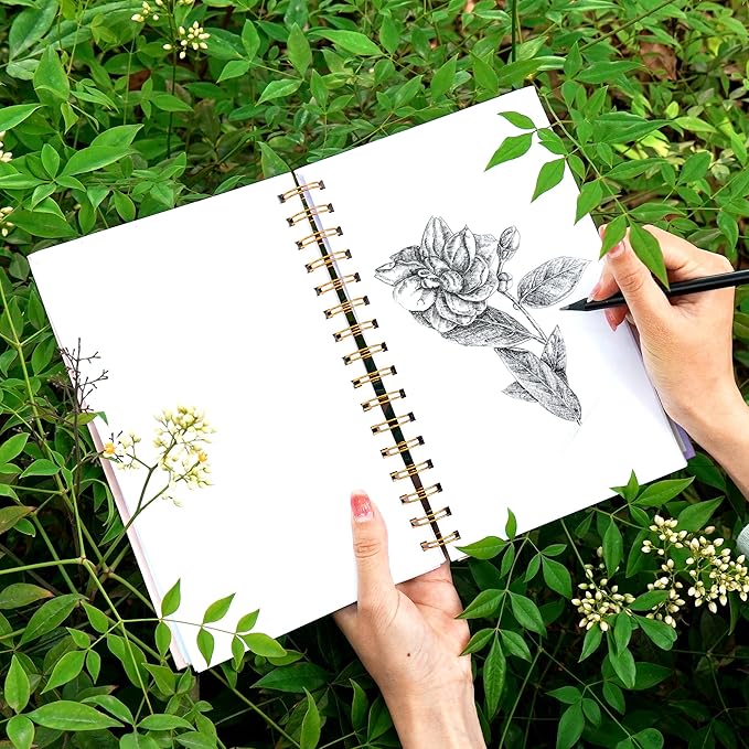 Yoment 2 Pack 5.5" x 8.5" Sketchbook for Drawing Small Spiral Bound Sketch Pad for Kids Hardcover Sketch Book(68lb/100gsm) Artist Drawing Blank Notebook for Painting with Pencil, Pink&Purple