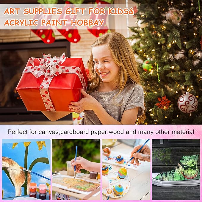 20 Pack Mini Acrylic Paint Set,12 Colors Acrylic Paints Strips for Kids&Adults Craft Paint,280 PCS Kids Painting Kit Container Strips Storage, Perfect for Home Birthday Classroom Party Favors……