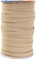 Mandala Crafts 6mm 50 Yds Roll of Tan Elastic Bands for Sewing - 1/4 Flat Elastics Cord - 1 4 Inch Braided Stretch Straps for Crafting
