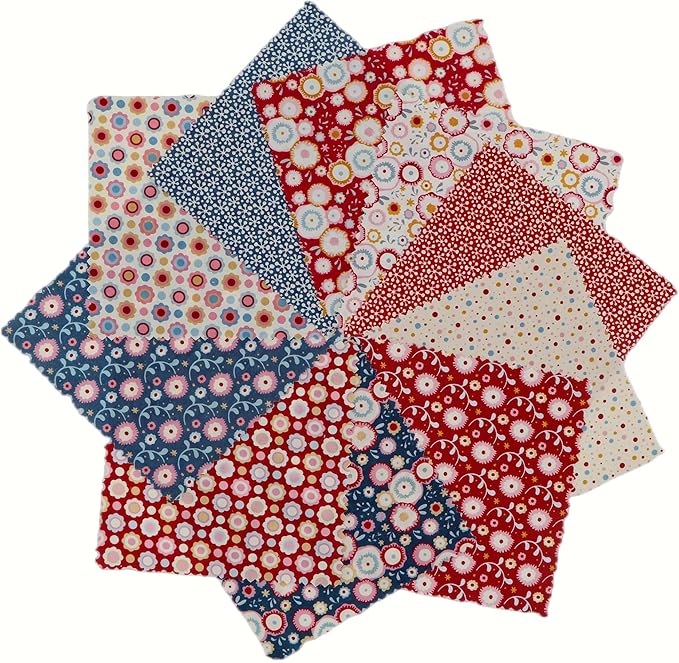 iNee Charm Packs for Quilting 5 inch, Precut Cotton Quilting Fabric Bundle, 50 Charm Squares, Candy Bloom