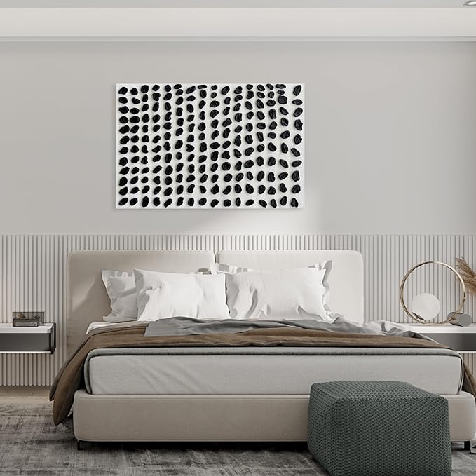 NANKAI Art Hand-Painted Black and White Texture Abstract Art Oil Painting 45x30 Inches Contemporary Minimalist Art Home Wall Decoration Painting