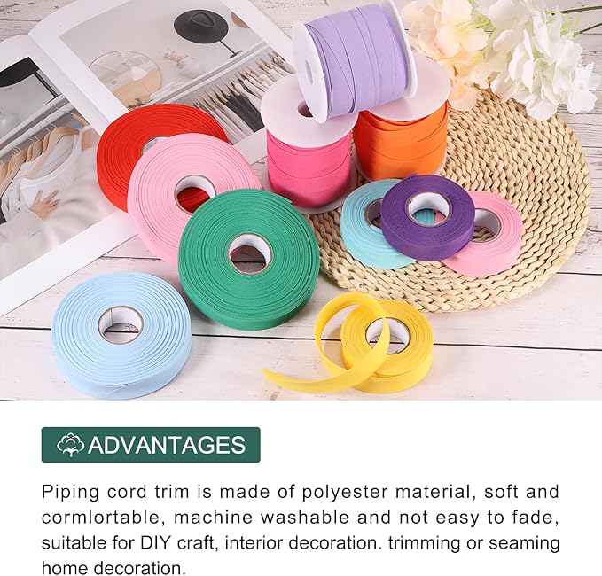MECCANIXITY 3/4 Inch Single Fold Bias Tape Polyester Continuous Bulk Bias Tape for Sewing, Seaming Quilting Hemming Binding Crafts (Light Blue 25 Yards)