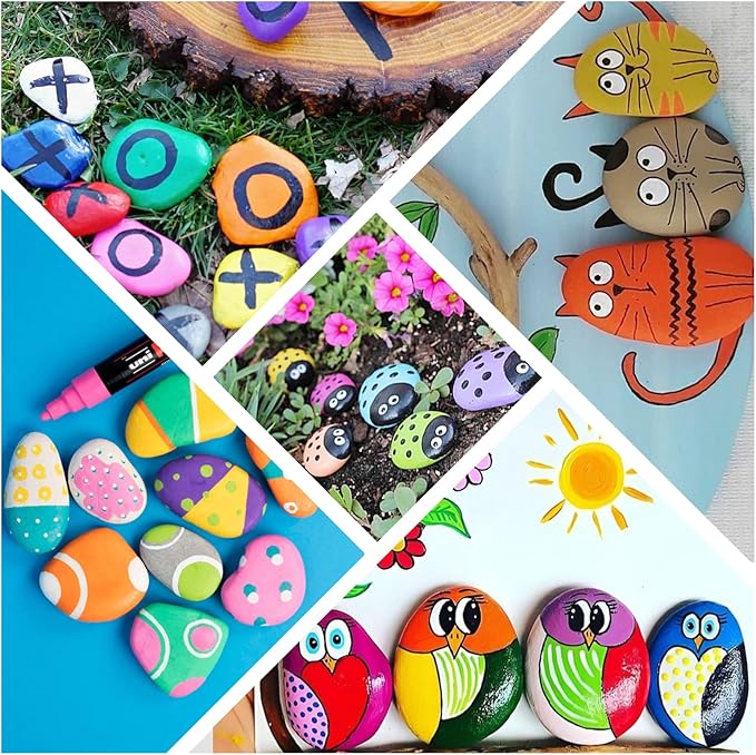 Simetufy 15 Pcs Rocks for Painting, River Rocks to Paint, 2"-3" Flat Painting Rocks, Smooth Rocks for Crafts, Natural Stones for DIY, Kindness Rocks Garden Decoration
