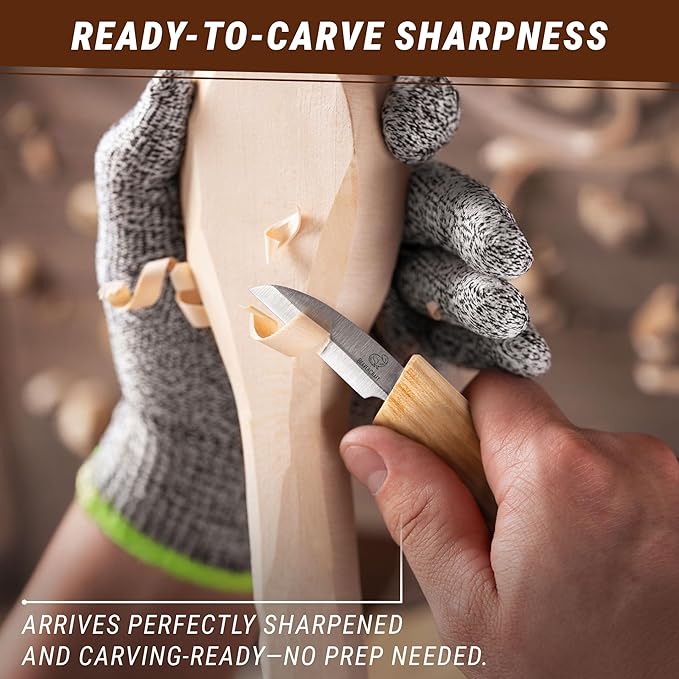 BeaverCraft Whittling Knife C2 6.5" - Wood Chip Carving Knife for General Purpose - Detail Whittling Knives Carbon Steel - Wood Carving Tools for Beginners