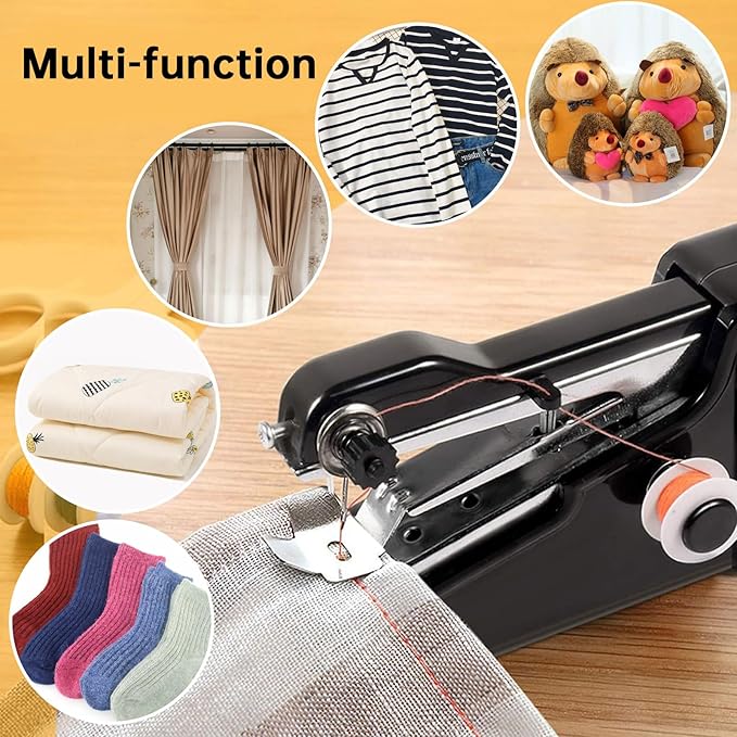 Handheld sewing machine, beginner's sewing kit with storage, two power supply modes, electric switch, simple operation, portable mini, beginner's sewing machine.White