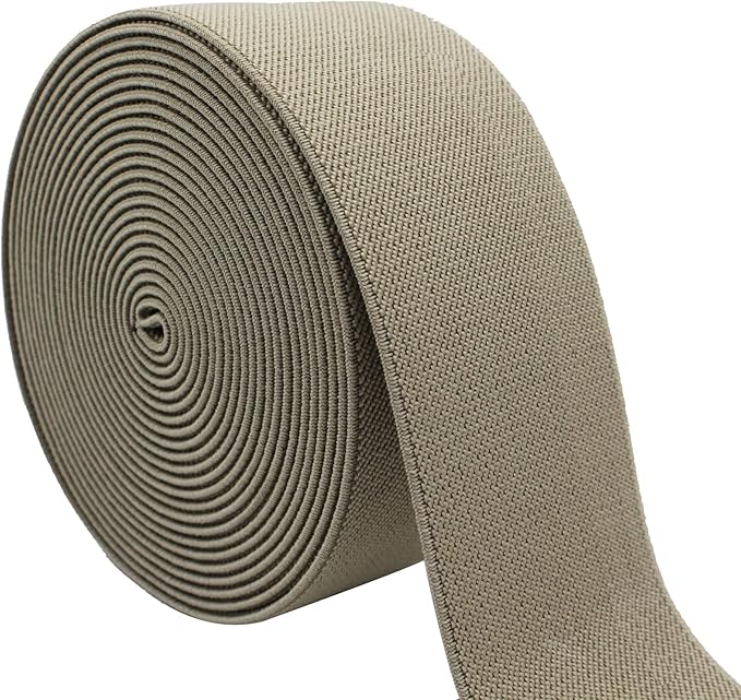 Dortrue 2 Inch 5 Yards Grey Sewing Elastic Band Heavy Stretch High Elasticity Elastic Spool for Sewing Pants Waistband, Straps, Craft DIY Projects