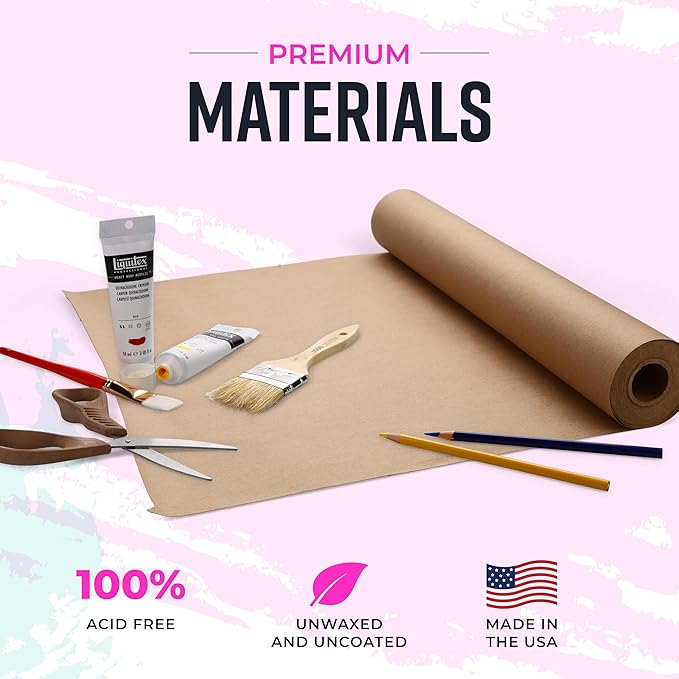 Bryco Goods 30" x 200' (2400") Brown Kraft Paper Roll - USA Made - Versatile for Different Arts and Crafts Projects - Pin Up Your Work Or School Notes - Create Vision Board for Your Bedroom