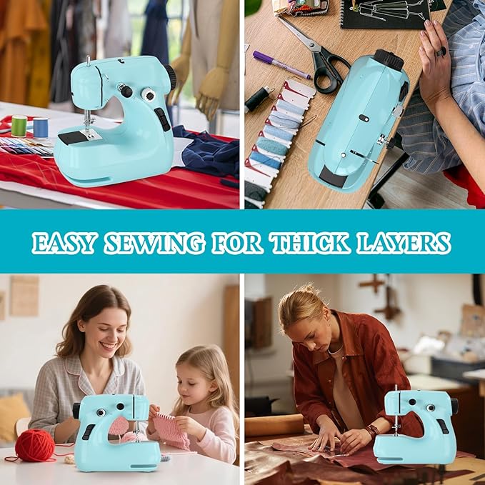 Mini Sewing Machine, Portable with Extension Table & Sewing Kit, Dual Speed Control, Built-in Light, Ideal for Beginners & Quick Household Repairs