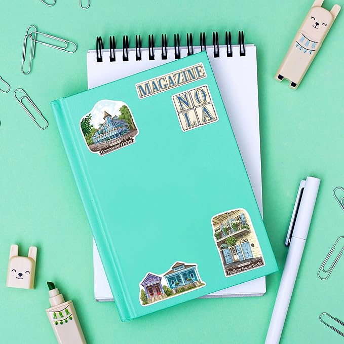 Navy Peony Jazzy New Orleans Travel Stickers (28pcs) - Big Easy, NOLA, America City-Themed Vacation Stickers for Scrapbooking, Journals, Suitcase