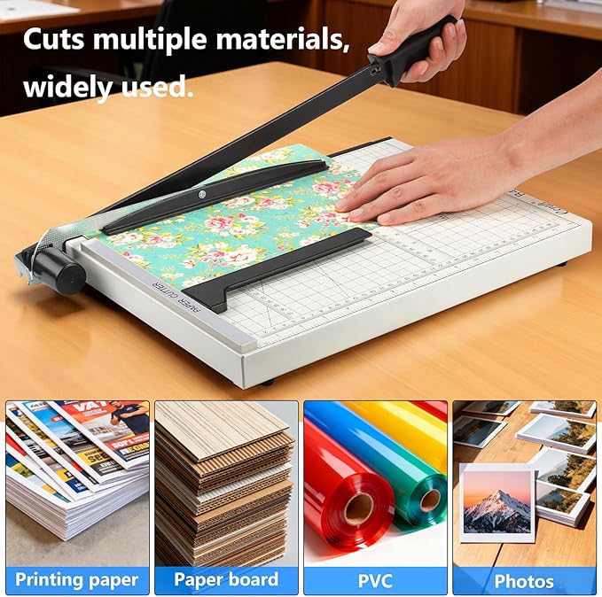 Ecraft 15" Guillotine Paper Cutter : Heavy-Duty Steel Base, 15-Sheet Capacity, Automatic Clamp, Safety Lock & Magnetic Guide - Precision Paper Trimmer for Office and Crafts