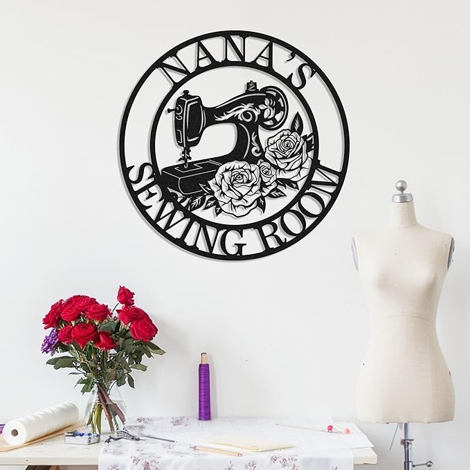 Personalized Metal Quilting Sign, Custom Sewing Machine Sign, Sewing Room Decor, Sewing Sign, She Shed Craft Room Decor, Personalized Sewing Gifts for Women, Gift for Mother Grandma