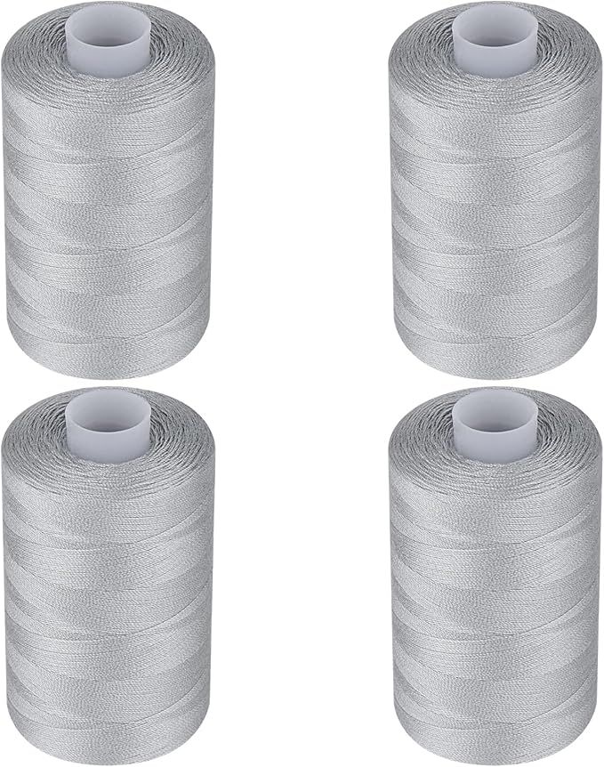 Simthread All Purpose Polyester Thread, 4 Spools 1000 Yards Each for Sewing Machine, Hand Stitching, Quilting, Serger - Beginner Supplies (Gray)