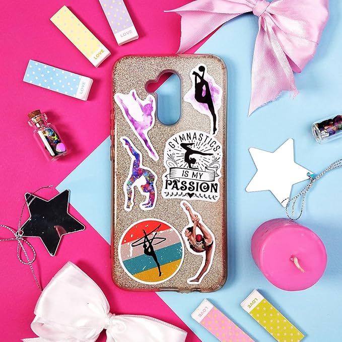BulbaCraft 100Pcs Gymnastics Stickers, Water Bottles - Gymnastics Party Supplies, Gifts for Women & Men