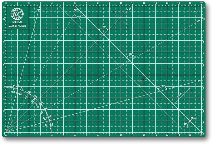 KC GLOBAL A3 (18"x12") Self-Healing Cutting Mat (Dark Green) - Sturdy, Reversible, Eco-Friendly, Non-Slip. Premium Desk Mat for Crafters, Quilters, and Hobbyist