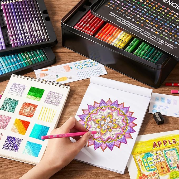 Shuttle Art 180 Coloring Pencils for Adults, Soft Core Coloring Pencils Set with 4 Sharpeners, Professional Color Pencils for Artists Kids Adults Sketching and Drawing