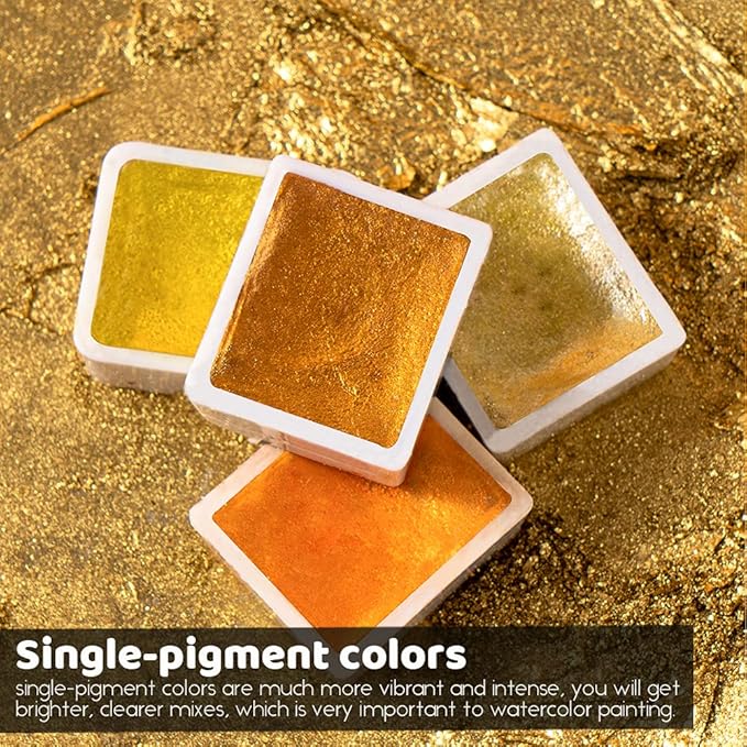 Paul Rubens Watercolor Paint Artist Grade 24 Colors, Metallic Glitter Watercolor Paints Set Solid Cakes with Palette and Watercolor Journal for Artists Painters