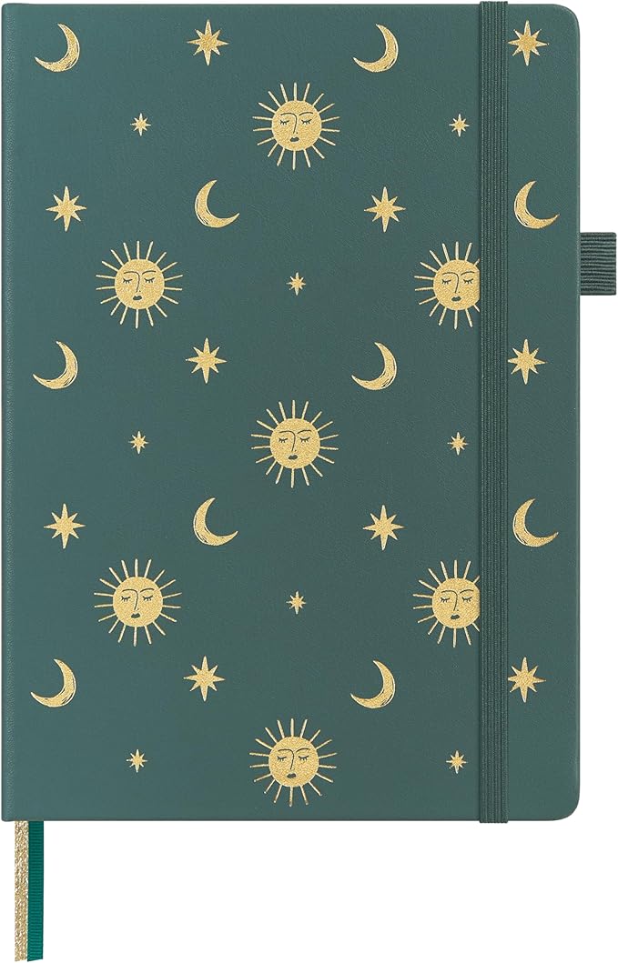 &And Per Se Dotted Journal Notebook for Women&Men with Pattern, A5 Leather Hardcover, 160 Pages 100GSM Thick Dotted Paper, 3 Sheets of Stickers Included, 5.7'' x 8'' (Celestial Green)