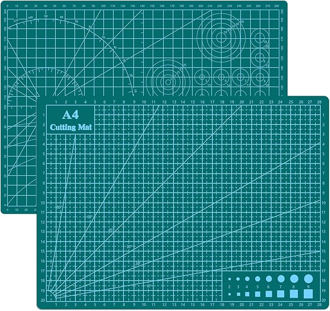 Cutting Mat 9"x12" Self Healing Cutting Mat Size Double Sided 5-Ply Rotary Sewing mat for Crafts Fabric Quilting Hobby Art Clay Precision Scrapbooking Project, A4, Green 2PCS