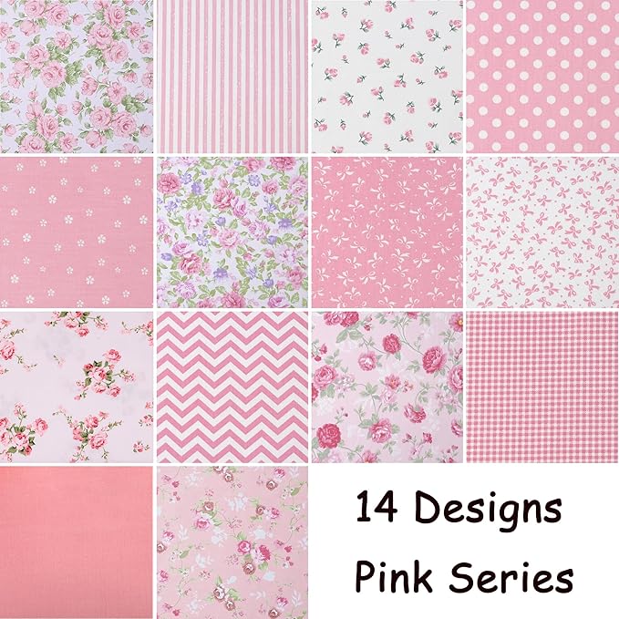 Pink Charm Packs for Quilting 5 inch - 5x5 Charm Squares Precut Quilting Fabric - 100% Cotton Fabric Squares for Sewing DIY Patchwork (42Pcs) ﻿