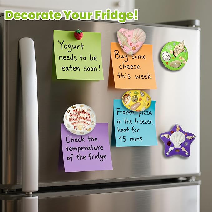 Lywex DIY Clay Magnet Kit, Air Dry Clay for Kids, Ultra Light & Soft, Safe & Non-Toxic, Fridge Magnets Making Kit with Shells, Pearls, Art Craft Gifts for Boys Girls